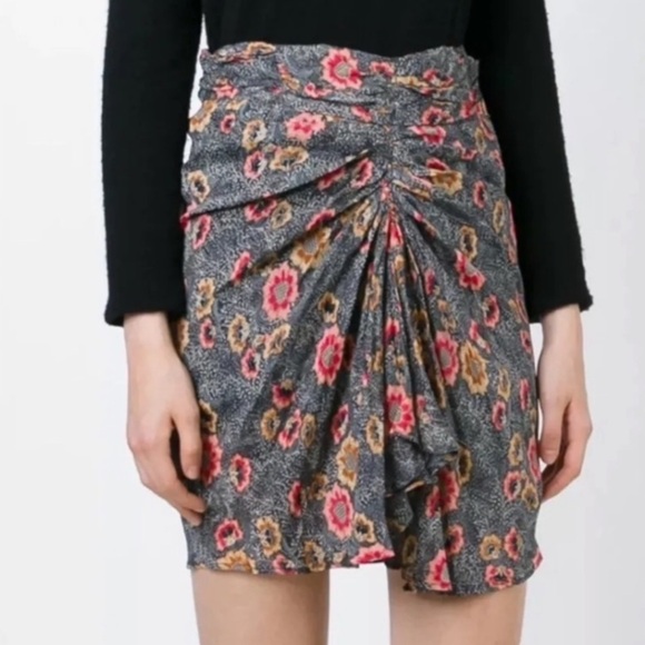 Isabel Marant Etoile sevan Slavic flower gathered floral Skirt 18498 - Picture 2 of 16